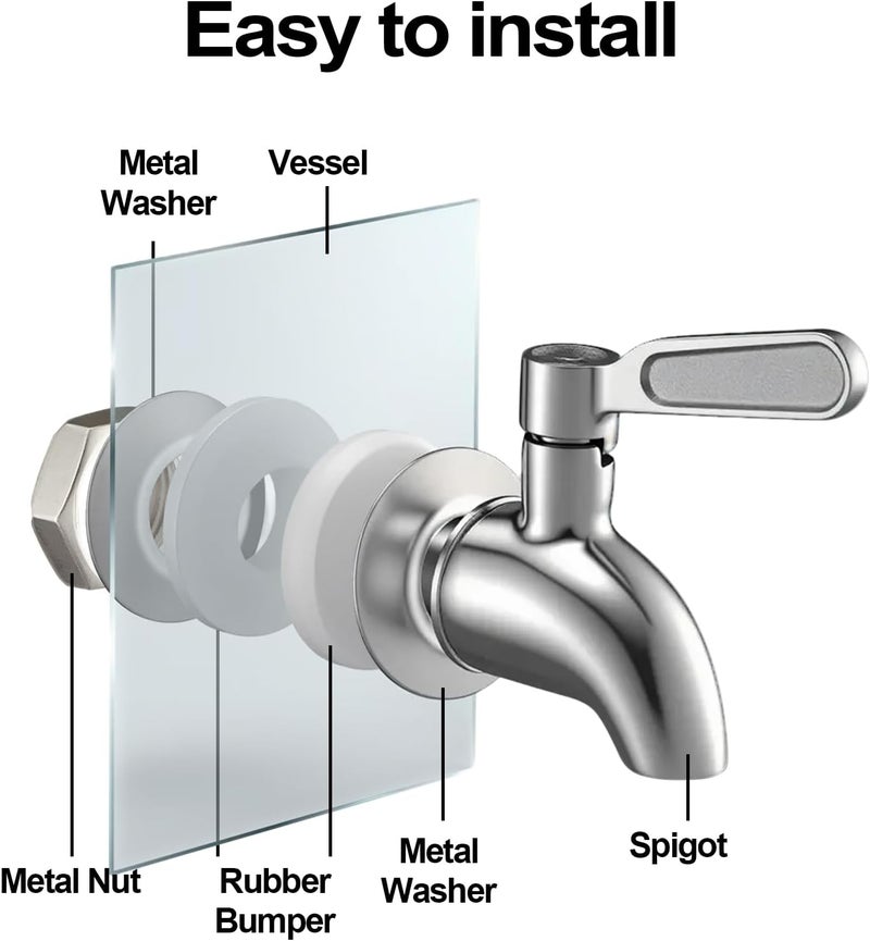 CbeeSo Beverage Spigot Beverage Dispenser Spigot Replacement Glass jar and Beverage Dispenser Stainless Steel Spigot, Stainless Steel Faucet for Lead-Free Water Dispenser, fits 5/8 inch Opening. - Image 4